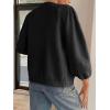 imageCicy Bell Womens 34 Puff Sleeve Cardigan Sweater Fall Trendy Casual Button Up Loose Fit Cropped Knit SweatersBlack