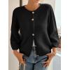 imageCicy Bell Womens 34 Puff Sleeve Cardigan Sweater Fall Trendy Casual Button Up Loose Fit Cropped Knit SweatersBlack