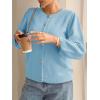 imageCicy Bell Womens 34 Puff Sleeve Cardigan Sweater Fall Trendy Casual Button Up Loose Fit Cropped Knit SweatersBlue