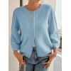 imageCicy Bell Womens 34 Puff Sleeve Cardigan Sweater Fall Trendy Casual Button Up Loose Fit Cropped Knit SweatersBlue