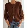 imageCicy Bell Womens 34 Puff Sleeve Cardigan Sweater Fall Trendy Casual Button Up Loose Fit Cropped Knit SweatersCoffee