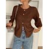 imageCicy Bell Womens 34 Puff Sleeve Cardigan Sweater Fall Trendy Casual Button Up Loose Fit Cropped Knit SweatersCoffee