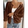 imageCicy Bell Womens 34 Puff Sleeve Cardigan Sweater Fall Trendy Casual Button Up Loose Fit Cropped Knit SweatersCoffee