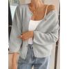 imageCicy Bell Womens 34 Puff Sleeve Cardigan Sweater Fall Trendy Casual Button Up Loose Fit Cropped Knit SweatersGrey