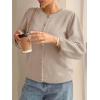 imageCicy Bell Womens 34 Puff Sleeve Cardigan Sweater Fall Trendy Casual Button Up Loose Fit Cropped Knit SweatersKhaki