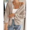 imageCicy Bell Womens 34 Puff Sleeve Cardigan Sweater Fall Trendy Casual Button Up Loose Fit Cropped Knit SweatersKhaki