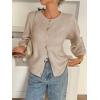 imageCicy Bell Womens 34 Puff Sleeve Cardigan Sweater Fall Trendy Casual Button Up Loose Fit Cropped Knit SweatersKhaki