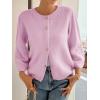 imageCicy Bell Womens 34 Puff Sleeve Cardigan Sweater Fall Trendy Casual Button Up Loose Fit Cropped Knit SweatersPink