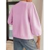 imageCicy Bell Womens 34 Puff Sleeve Cardigan Sweater Fall Trendy Casual Button Up Loose Fit Cropped Knit SweatersPink