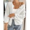 imageCicy Bell Womens 34 Puff Sleeve Cardigan Sweater Fall Trendy Casual Button Up Loose Fit Cropped Knit SweatersWhite