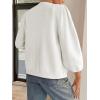 imageCicy Bell Womens 34 Puff Sleeve Cardigan Sweater Fall Trendy Casual Button Up Loose Fit Cropped Knit SweatersWhite