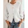 imageCicy Bell Womens 34 Puff Sleeve Cardigan Sweater Fall Trendy Casual Button Up Loose Fit Cropped Knit SweatersWhite