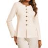 imageCicy Bell Womens Button Up Cardigan Sweaters Lightweight Long Sleeve Knit Tops Business Casual Round Neck Fitted JacketApricot