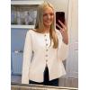 imageCicy Bell Womens Button Up Cardigan Sweaters Lightweight Long Sleeve Knit Tops Business Casual Round Neck Fitted JacketApricot