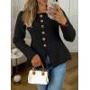 imageCicy Bell Womens Button Up Cardigan Sweaters Lightweight Long Sleeve Knit Tops Business Casual Round Neck Fitted JacketBlack