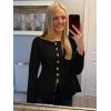 imageCicy Bell Womens Button Up Cardigan Sweaters Lightweight Long Sleeve Knit Tops Business Casual Round Neck Fitted JacketBlack