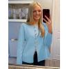 imageCicy Bell Womens Button Up Cardigan Sweaters Lightweight Long Sleeve Knit Tops Business Casual Round Neck Fitted JacketBlue