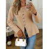 imageCicy Bell Womens Button Up Cardigan Sweaters Lightweight Long Sleeve Knit Tops Business Casual Round Neck Fitted JacketKhaki