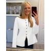 imageCicy Bell Womens Button Up Cardigan Sweaters Lightweight Long Sleeve Knit Tops Business Casual Round Neck Fitted JacketWhite