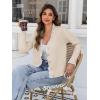imageCicy Bell Womens Lace V Neck Cardigan Sweaters Button Down Long Sleeve Knit Tops Fall Trendy Lightweight Open Front SweaterBeige