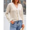 imageCicy Bell Womens Lace V Neck Cardigan Sweaters Button Down Long Sleeve Knit Tops Fall Trendy Lightweight Open Front SweaterBeige