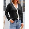 imageCicy Bell Womens Lace V Neck Cardigan Sweaters Button Down Long Sleeve Knit Tops Fall Trendy Lightweight Open Front SweaterBlack