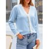 imageCicy Bell Womens Lace V Neck Cardigan Sweaters Button Down Long Sleeve Knit Tops Fall Trendy Lightweight Open Front SweaterBlue