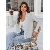 imageCicy Bell Womens Lace V Neck Cardigan Sweaters Button Down Long Sleeve Knit Tops Fall Trendy Lightweight Open Front SweaterGrey