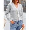 imageCicy Bell Womens Lace V Neck Cardigan Sweaters Button Down Long Sleeve Knit Tops Fall Trendy Lightweight Open Front SweaterGrey