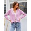 imageCicy Bell Womens Lace V Neck Cardigan Sweaters Button Down Long Sleeve Knit Tops Fall Trendy Lightweight Open Front SweaterPink