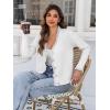 imageCicy Bell Womens Lace V Neck Cardigan Sweaters Button Down Long Sleeve Knit Tops Fall Trendy Lightweight Open Front SweaterWhite
