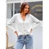 imageCicy Bell Womens Lace V Neck Cardigan Sweaters Button Down Long Sleeve Knit Tops Fall Trendy Lightweight Open Front SweaterWhite