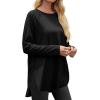 imageCicy Bell Womens Long Sleeve Tunic Tops Side Slit Crew Neck Oversized T Shirts Fall Casual Loose Fit Basic Tees ShirtsBlack