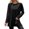 imageCicy Bell Womens Long Sleeve Tunic Tops Side Slit Crew Neck Oversized T Shirts Fall Casual Loose Fit Basic Tees ShirtsBlack
