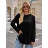 imageCicy Bell Womens Long Sleeve Tunic Tops Side Slit Crew Neck Oversized T Shirts Fall Casual Loose Fit Basic Tees ShirtsBlack