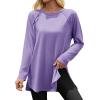 imageCicy Bell Womens Long Sleeve Tunic Tops Side Slit Crew Neck Oversized T Shirts Fall Casual Loose Fit Basic Tees ShirtsPurple