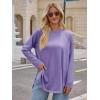imageCicy Bell Womens Long Sleeve Tunic Tops Side Slit Crew Neck Oversized T Shirts Fall Casual Loose Fit Basic Tees ShirtsPurple
