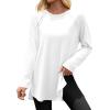 imageCicy Bell Womens Long Sleeve Tunic Tops Side Slit Crew Neck Oversized T Shirts Fall Casual Loose Fit Basic Tees ShirtsWhite