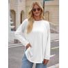 imageCicy Bell Womens Long Sleeve Tunic Tops Side Slit Crew Neck Oversized T Shirts Fall Casual Loose Fit Basic Tees ShirtsWhite