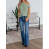 imageCicy Bell Womens Off One Shoulder Tops Summer Ribbed Knit Tank Tops Trendy Casual Loose Fit Sleeveless Tee ShirtsGreen