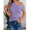imageCicy Bell Womens Off One Shoulder Tops Summer Ribbed Knit Tank Tops Trendy Casual Loose Fit Sleeveless Tee ShirtsPurple