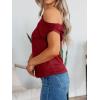 imageCicy Bell Womens Off One Shoulder Tops Summer Ribbed Knit Tank Tops Trendy Casual Loose Fit Sleeveless Tee ShirtsRed