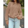 imageCicy Bell Womens Oversized Cable Knit Sweaters Crew Neck Long Sleeve Fall Chunky Pullover Casual Loose Fit Sweater TopsBrown