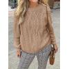 imageCicy Bell Womens Oversized Cable Knit Sweaters Crew Neck Long Sleeve Fall Chunky Pullover Casual Loose Fit Sweater TopsBrown