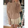 imageCicy Bell Womens Oversized Cable Knit Sweaters Crew Neck Long Sleeve Fall Chunky Pullover Casual Loose Fit Sweater TopsBrown