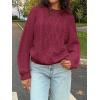 imageCicy Bell Womens Oversized Cable Knit Sweaters Crew Neck Long Sleeve Fall Chunky Pullover Casual Loose Fit Sweater TopsBurgundy