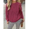 imageCicy Bell Womens Oversized Cable Knit Sweaters Crew Neck Long Sleeve Fall Chunky Pullover Casual Loose Fit Sweater TopsBurgundy