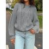 imageCicy Bell Womens Oversized Cable Knit Sweaters Crew Neck Long Sleeve Fall Chunky Pullover Casual Loose Fit Sweater TopsGrey