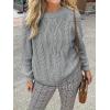imageCicy Bell Womens Oversized Cable Knit Sweaters Crew Neck Long Sleeve Fall Chunky Pullover Casual Loose Fit Sweater TopsGrey