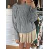 imageCicy Bell Womens Oversized Cable Knit Sweaters Crew Neck Long Sleeve Fall Chunky Pullover Casual Loose Fit Sweater TopsGrey